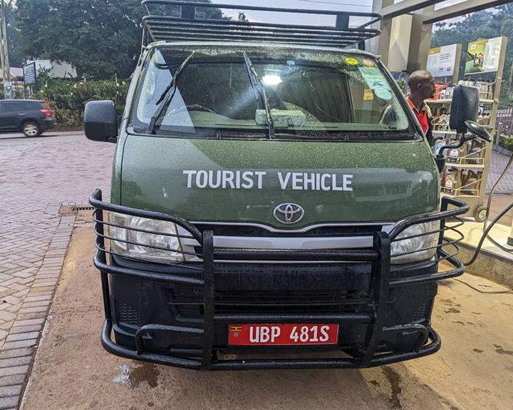 Aerial drone view, Spelter Tours safari fleet Uganda